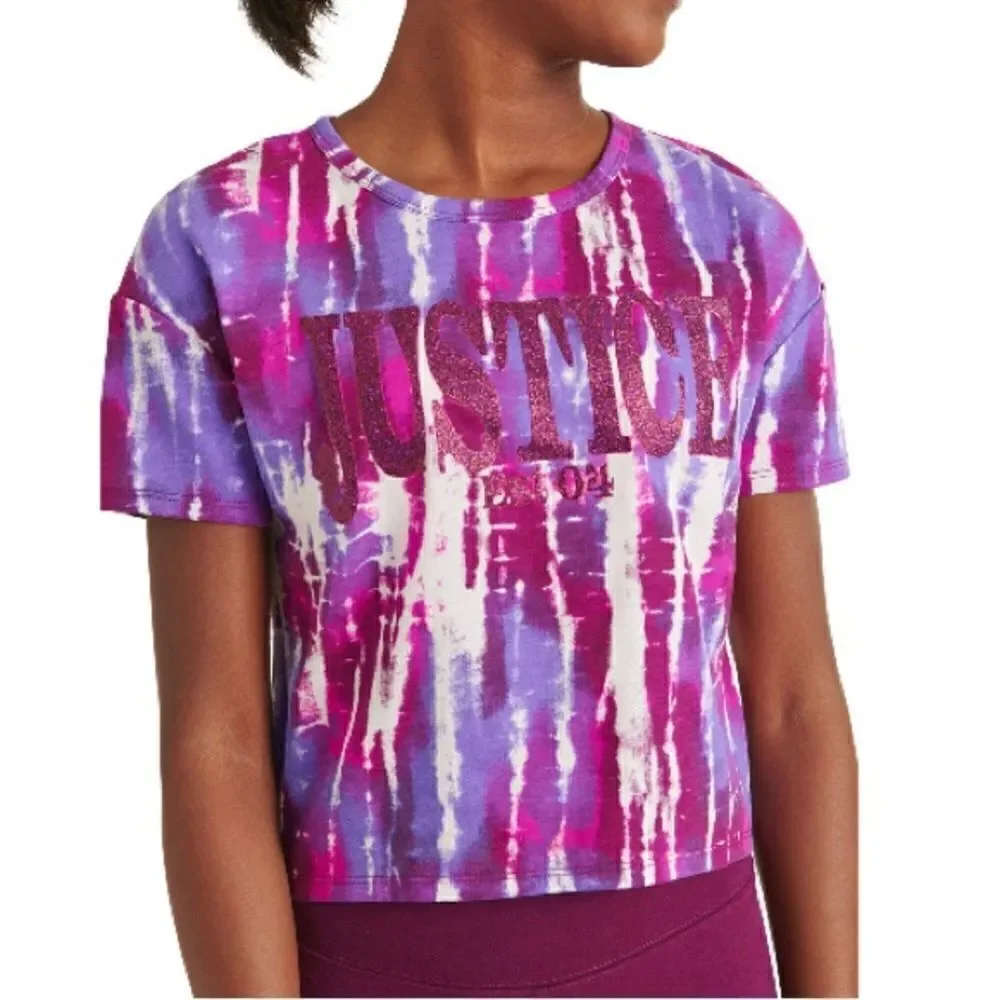 JUSTICE GIRLS SHORT SLEEVE Tie Dye Tee T-Shirt Size M 10